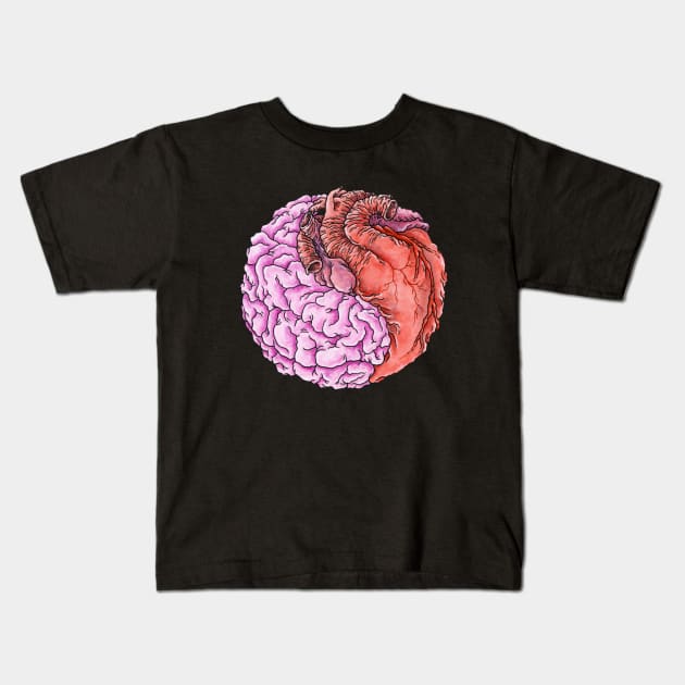 Heart & Brains - duality Kids T-Shirt by ScottBokma